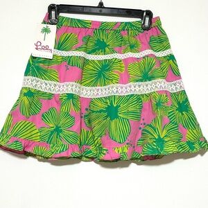 NWT Vintage Lilly Pulitzer Girls Fit & Flare Floral Print Peasant Lined Skirt 14